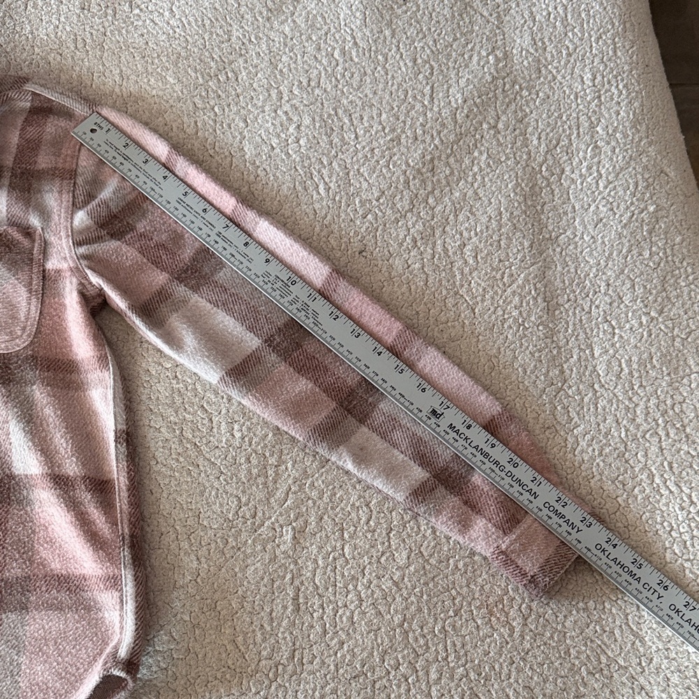 beachlunchlounge Plaid Button Down Shirt in Pink and Brown Small - Picture 4 of 7